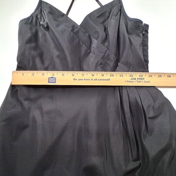 J.Crew Black Silk Taffeta Midi Dress A Line Cocktail Criss Cross Back Lined SZ 8 - Picture 10 of 12